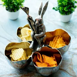 Gibox Bunny Four Section Server Bowl Decorative Metal Serving Platter Home Gathering Kitchen Party D cor image 1