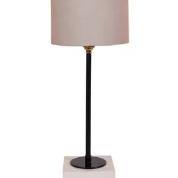Devansh Grey Wood Round Shaped Table Lamp image 3
