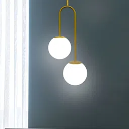 Lyse Decor Gold-Toned Dual Globe Hanging Pendant Ceiling Lamp With Adjustable Cord image 4