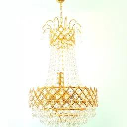 SHRI MAHAL ANTIQUES Gold-Toned & White Crystal Chandelier Ceiling Lamp-image-27