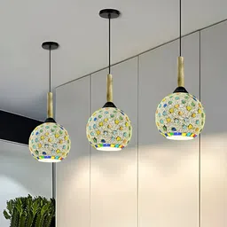 Lyse Decor White Textured Spherical Glass Ceiling Lamp image 3