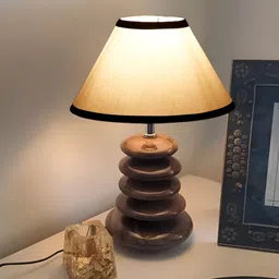 Aura White Wood Traditional Abstract Shaped Table Lamp image 5