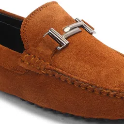 louis stitch Tan Suede Leather Casual Loafers for Men (ITSUD) Size 6 Loafers For Men image 4
