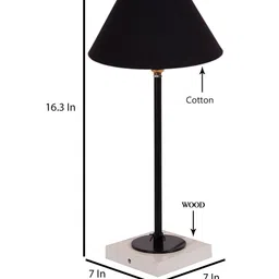 Devansh Black  Wooden Table Lamp With Cotton Shade image 3