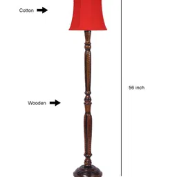 Devansh Red Cotton & Wooden Floor Lamp image 2
