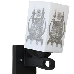 Gojeeva White & Black Printed Acrylic Traditional Rectangle Shaped Wall Lamp image 4