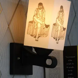 Gojeeva White Printed Acrylic Traditional Rectangle Wall Lamp image 4