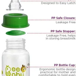 beebaby Advance Plus Slim Neck Anti-Colic Feeding Bottle to Sippy Bottle Starter Kit with Extra Silicone Sippy Spout - 250 ML Green - 250 ml image 3