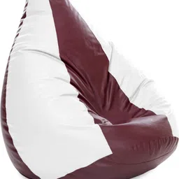 style homez 4XL Premium Leatherette Classic Maroon White Color Jumbo Teardrop Bean Bag With Bean Filling-picture-42