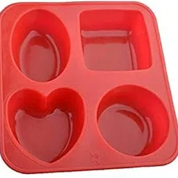Silicone Heart, Square, Rectangle, Oval Soap Moulds with 4 Cavity Red Silicone Ice Cube Tray-image-78
