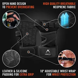 arrowmax Non-Slip Palm Silicone with wrist support weight lifting Gym & Fitness Gloves image 2