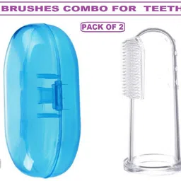 kotley Hygienic Silicone Finger Brush For Kids Finger Brush with Case Soft Toothbrush Ultra Soft Toothbrush image 1