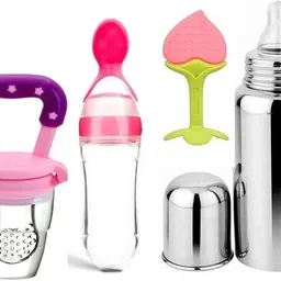 flimora Stainless Steel feeding bottle with Nibbler, Bottle spoon & Teethers Soft Stick - Silicone-picture-18