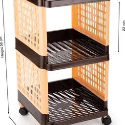umax 3 Tier Rolling Storage Cart with Wheels | Multi-Layer Rack Plastic Kitchen Trolley image 5