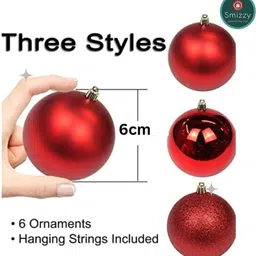 vital creation New_Christmas Big Ball Ornaments (Pack of 12 with 3 Different Patterns)-XMAS Balls Pack of 12 image 2