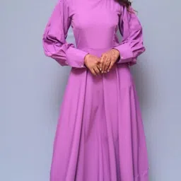 okf Women Fit and Flare Purple Maxi/Full Length Dress image 1