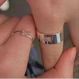 heeer collection Brass, Alloy, Copper, Stainless Steel Cubic Zirconia Silver, Rhodium, Titanium Plated Ring Set image 2