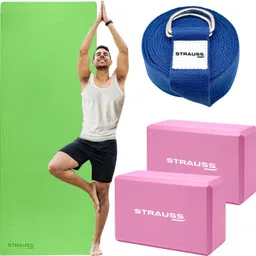 Yoga Combo Kit | 6mm Eva Yoga Mat with Yoga block Pair & Yoga Belt Yoga Kit-image-62