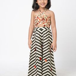 LIL DRAMA Girls Halter Neck Printed Cotton Basic Jumpsuit-picture-42