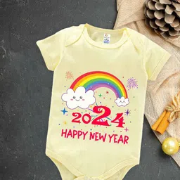 Babywish Infants Happy New Year Printed Envelope Neck Cotton Bodysuit-picture-37
