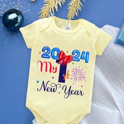 Babywish Infants New Year Printed Cotton Envelope Neck Bodysuit-image-37