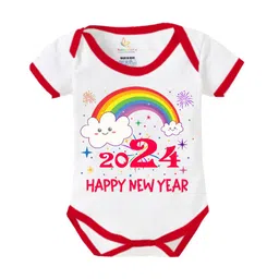 Babywish Infants Happy New Year Printed Envelope Neck Cotton Bodysuit image 2