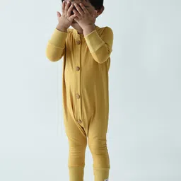 Tiffy & Toffee Infant Yellow Solid Cotton Rompers-picture-44