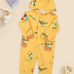 MeeMee Infants Printed Cotton Hooded Romper-picture-34