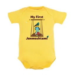 FFLIRTYGO Infant Kids Janmashtmi Special Graphic Printed Pure Cotton Bodysuit-image-6
