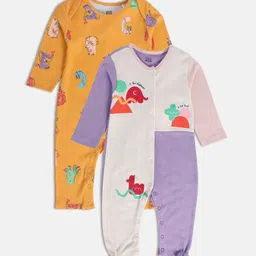 MINI KLUB Grils Pack Of 2 Printed Pure Cotton Rompers-picture-51