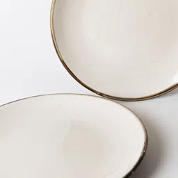 kala kriti Ivory Rimmed Ceramic Dinner Plate for Main Course, Snacks, Modern Dining 10 inch Half Plate image 2