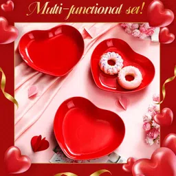 nathgra Heart Shape Dessert|Appetizer|Salad|Snack Plastic Plates-Party,Serving,Dinner Quarter Plate image 2