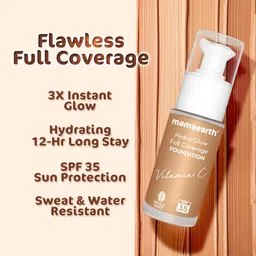 mamaearth Hydra-Glow Full Coverage | Vitamin C & Turmeric | Gives 3X Instant Glow Foundation image 2