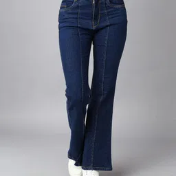 hovac Women Boot-Leg High Rise Dark Blue Jeans-picture-27