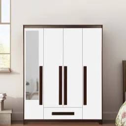 trevi furniture Regal Grand 4 Door Wardrobe in Walnut & White Finish with Mirror image 1