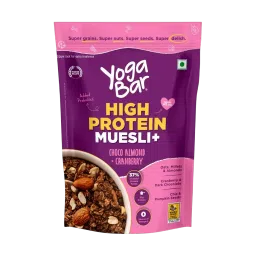 Yogabar Whey Protein Muesli Choco Almond & Cranberry 21g High Protein with Premium Whey Protein Isolate, Almonds & Probiotics -Dark Chocolate, 850g-image-3