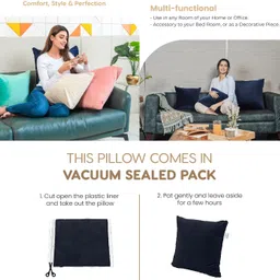 my armor Microfibre Cushion Pack of 5 Solid Square Cushions for Sofa, Car & Decor (12" X 12") with Navy Blue Velvet Cover image 5
