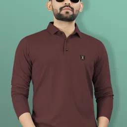 vebnor Men Solid Polo Neck Polyester Brown T-Shirt-picture-39