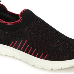 marc loire Women's Black Woven Design Slip-On Sneakers Walking Shoes For Women image 2