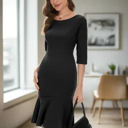 shyam sundari Women Bodycon Black Above Knee/Mid Thigh Length Dress image 2