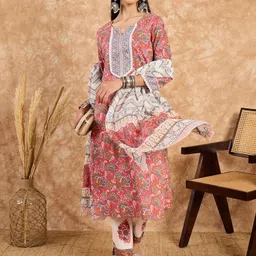 d k w Self Design Kurta, Trouser/Pant & Dupatta Set image 3