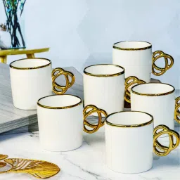 roxx Porcelain Coffee/Tea Gold Design Mug Set of 6pcs image 1