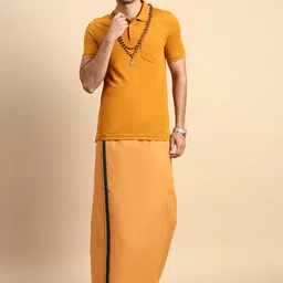 ramraj cotton Men Cotton Blend Shirt Dhoti Set image 1