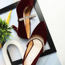 ELLE Embellished Pointed Toe Kitten Pumps Heels-picture-45
