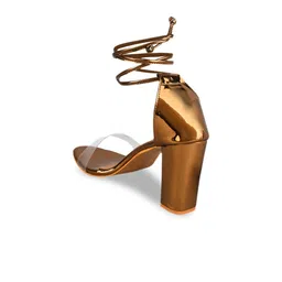 Try Me Women Gold-Toned Party Block Heels image 2