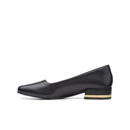 Clarks Black Leather Block Pumps image 4