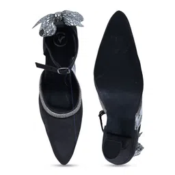 Sana K Luxurious Footwear Striped Party Block Pumps image 4