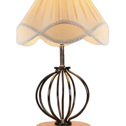 Devansh Off White Textured Wooden Table Lamp image 5