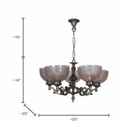 Fos Lighting Gold-Coloured Textured Ornate 5-Lights Chandelier Ceiling Lamps image 5