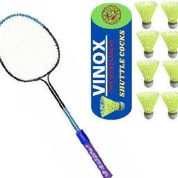 vinox Badminton Racquet 1 Piece With 8 Piece Nylon Shuttle Cock Badminton Kit image 1